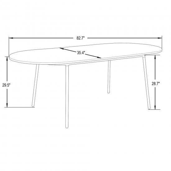 LeisureMod Tule Modern 83" Oval Dining Table with MDF Top, Natural Wood