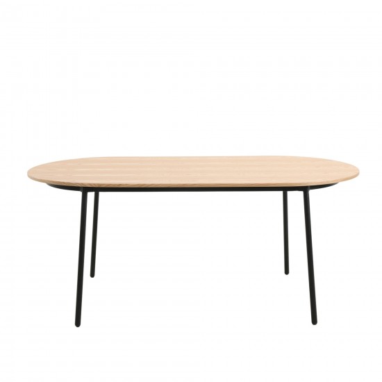 LeisureMod Tule Modern 83" Oval Dining Table with MDF Top, Natural Wood