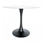 LeisureMod Bristol Mid-Century Modern Round Dining Table, Black/White