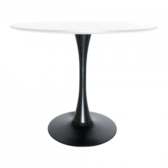 LeisureMod Bristol Mid-Century Modern Round Dining Table, Black/White