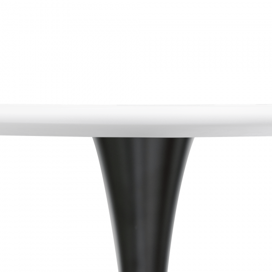 LeisureMod Bristol Mid-Century Modern Round Dining Table, Black/White