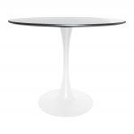 LeisureMod Bristol Mid-Century Modern Round Dining Table, White/Black