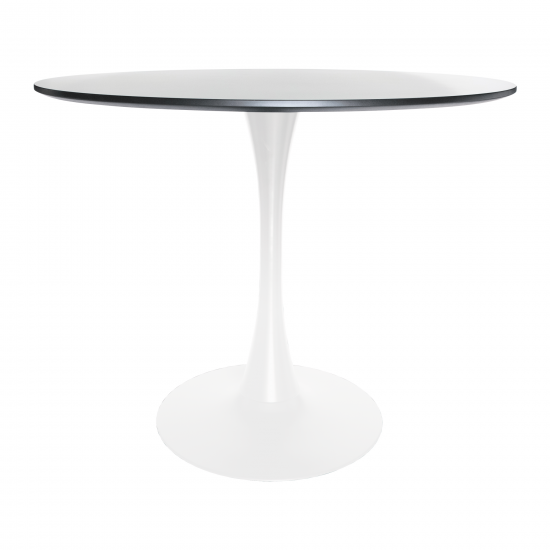 LeisureMod Bristol Mid-Century Modern Round Dining Table, White/Black