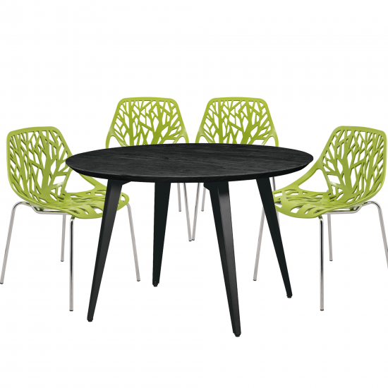 Leisuremod Ravenna Mid-Century Modern 5-Piece Dining Set, Green