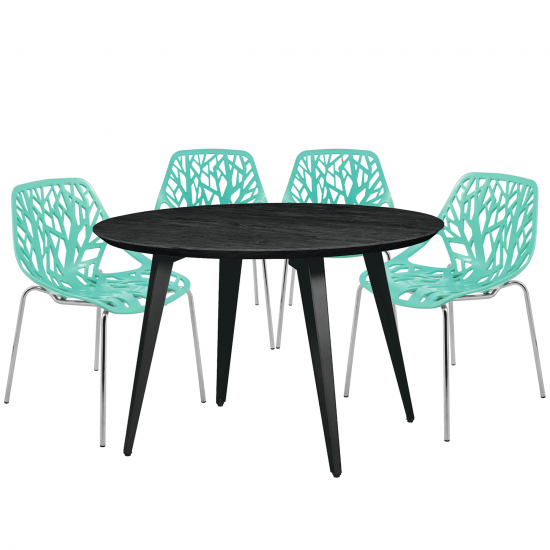 Leisuremod Ravenna Mid-Century Modern 5-Piece Dining Set, Mint