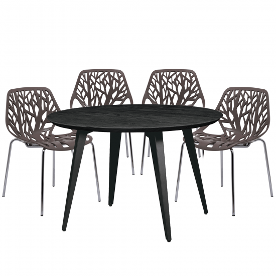 Leisuremod Ravenna Mid-Century Modern 5-Piece Dining Set, Taupe