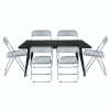 Leisuremod Lawrence 7-Piece Acrylic Dining Chair and Dining Table Set, Black