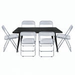 Leisuremod Lawrence 7-Piece Acrylic Dining Chair and Dining Table Set, Clear