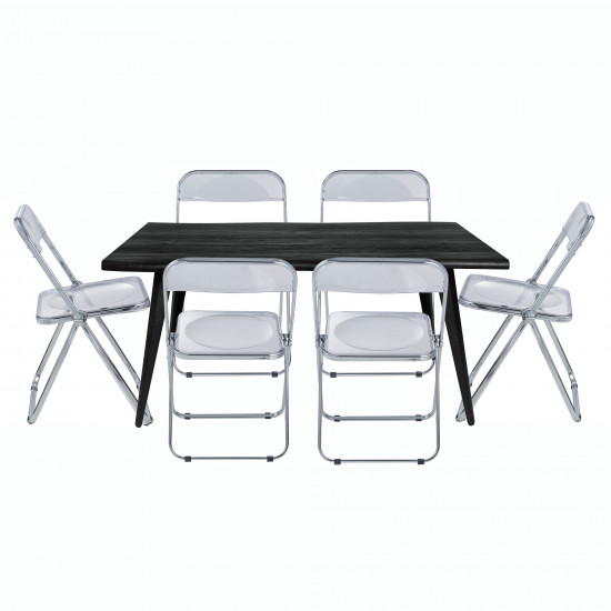 Leisuremod Lawrence 7-Piece Acrylic Dining Chair and Dining Table Set, Clear