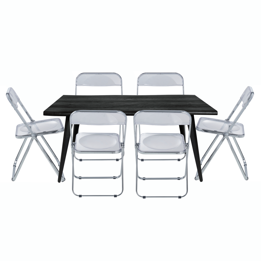 Leisuremod Lawrence 7-Piece Acrylic Dining Chair and Dining Table Set, Clear