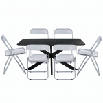 Leisuremod Lawrence 7-Piece Acrylic Dining Chair and Dining Table, Clear