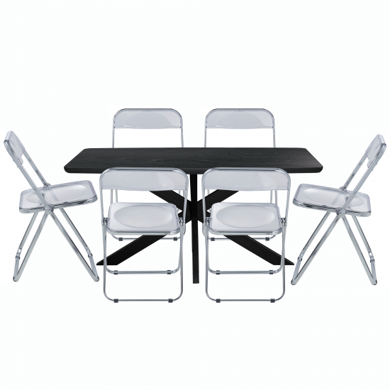 Leisuremod Lawrence 7-Piece Acrylic Dining Chair and Dining Table, Clear