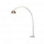 Leisuremod Arco Mid-Century Modern Arched Floor Lamp 75.6" with White Base, Gold