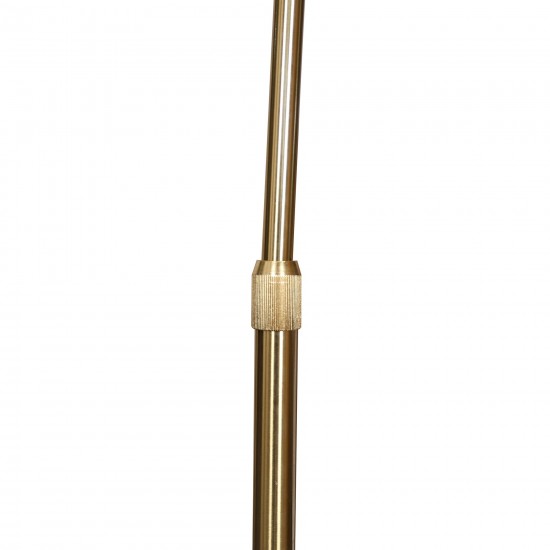Leisuremod Arco Mid-Century Modern Arched Floor Lamp 75.6" with White Base, Gold