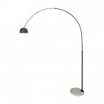 Leisuremod Arco Mid-Century Modern Arched Floor Lamp 75.6" White Base, Black