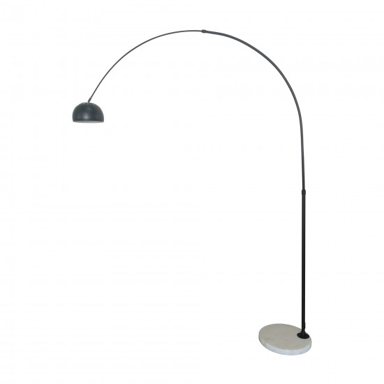 Leisuremod Arco Mid-Century Modern Arched Floor Lamp 75.6" White Base, Black