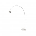 Leisuremod Arco Mid-Century Modern Arched Floor Lamp 75.6" White Base, Silver