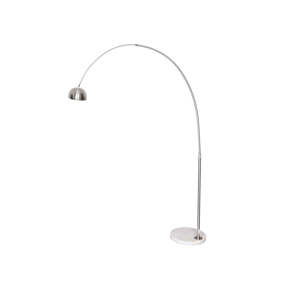 Leisuremod Arco Mid-Century Modern Arched Floor Lamp 75.6" White Base, Silver