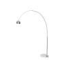 Leisuremod Arco Mid-Century Modern Arched Floor Lamp 75.6" White Base, Silver