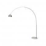 Leisuremod Arco Mid-Century Modern Arched Floor Lamp 75.6" White Base, Silver