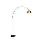 Leisuremod Arco Mid-Century Modern Arched Floor Lamp 75.6" with Black Base, Gold