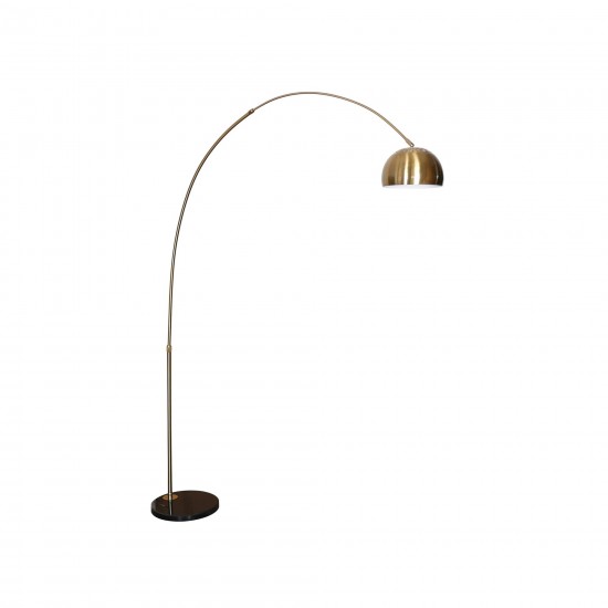 Leisuremod Arco Mid-Century Modern Arched Floor Lamp 75.6" with Black Base, Gold