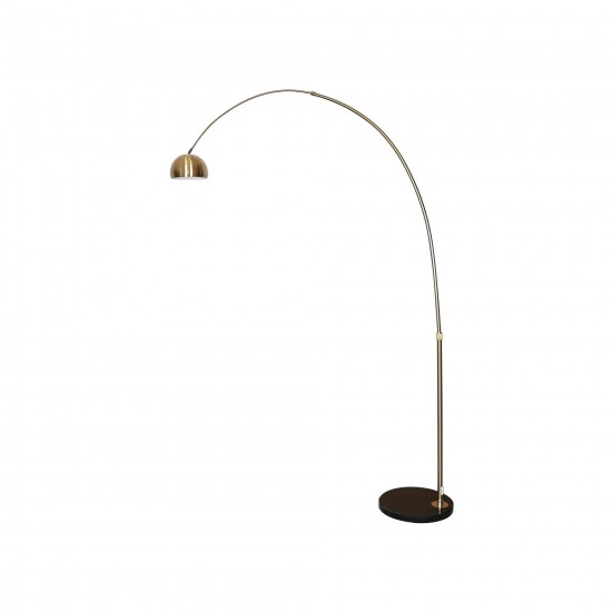 Leisuremod Arco Mid-Century Modern Arched Floor Lamp 75.6" with Black Base, Gold