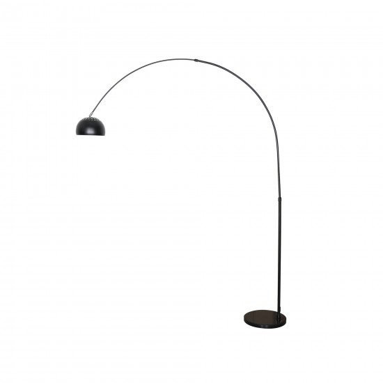 Leisuremod Arco Mid-Century Modern Arched Floor Lamp 75.6" Black Base, Black