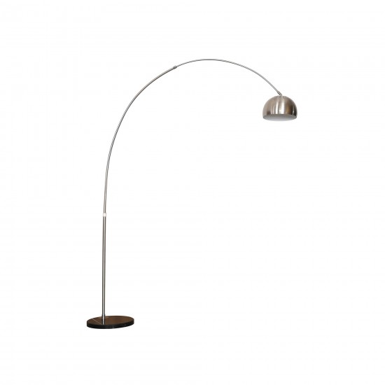 Leisuremod Arco Mid-Century Modern Arched Floor Lamp 75.6" Black Base, Silver