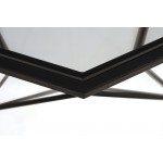 LeisureMod Jefferson Armchair with Silver Frame, Large Coffee Table, Navy Blue