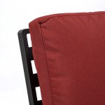 LeisureMod Walbrooke Modern Black Patio Arm Chair, Set of 2, Red