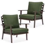 LeisureMod Walbrooke Modern Brown Patio Arm Chair, Set of 2, Green