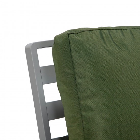 LeisureMod Walbrooke Modern Grey Patio Arm Chair, Set of 2, Green