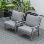 LeisureMod Walbrooke Modern Grey Patio Arm Chair, Set of 2, Grey