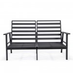 Leisuremod Walbrooke Modern Outdoor Patio Loveseat with Black Frame, Navy Blue