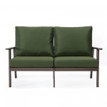 Leisuremod Walbrooke Modern Outdoor Patio Loveseat with Brown Frame, Green