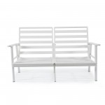 Leisuremod Walbrooke Modern Outdoor Patio Loveseat with White Frame, Charcoal