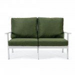 Leisuremod Walbrooke Modern Outdoor Patio Loveseat with White Frame, Green