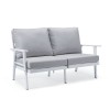 Leisuremod Walbrooke Modern Outdoor Patio Loveseat with White Frame, Light Grey