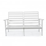 Leisuremod Walbrooke Modern Outdoor Patio Loveseat with White Frame, Red