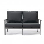 Leisuremod Walbrooke Modern Outdoor Patio Loveseat with Gray Frame, Charcoal