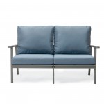 Leisuremod Walbrooke Modern Outdoor Patio Loveseat with Gray Frame, Navy Blue