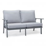 Leisuremod Walbrooke Modern Outdoor Patio Loveseat with Gray Frame, Light Grey