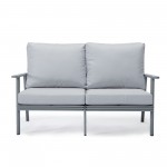 Leisuremod Walbrooke Modern Outdoor Patio Loveseat with Gray Frame, Light Grey