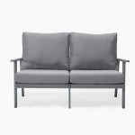 Leisuremod Walbrooke Modern Outdoor Patio Loveseat with Gray Frame, Grey