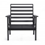 LeisureMod Walbrooke Modern 3-Piece Outdoor Patio Set with Black Frame, Charcoal