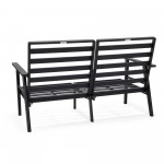 LeisureMod Walbrooke Modern 3-Piece Outdoor Patio Set with Black Frame, Green