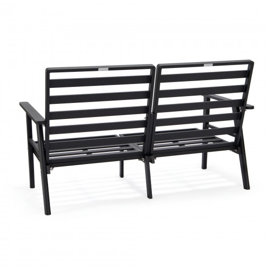 LeisureMod Walbrooke Modern 3-Piece Outdoor Patio Set with Black Frame, Green