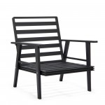 LeisureMod Walbrooke Modern 3-Piece Outdoor Patio Set with Black Frame, Green