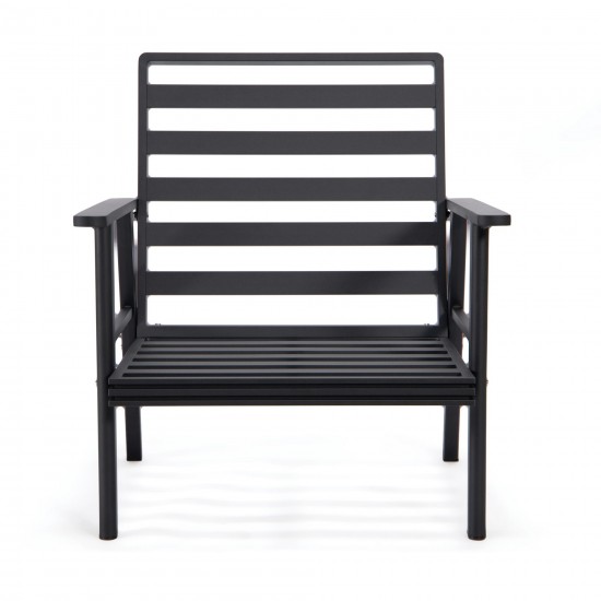 LeisureMod Walbrooke Modern 3-Piece Outdoor Patio Set with Black Frame, Green